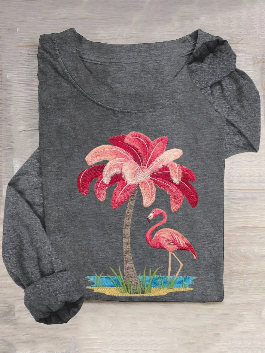 Loose Coconut Tree Casual Crew Neck T-Shirt