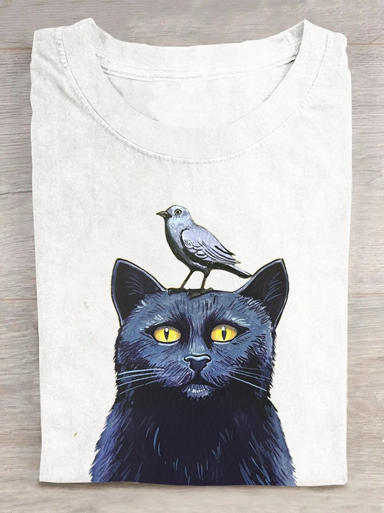 Cotton Cat Loose Casual T-Shirt