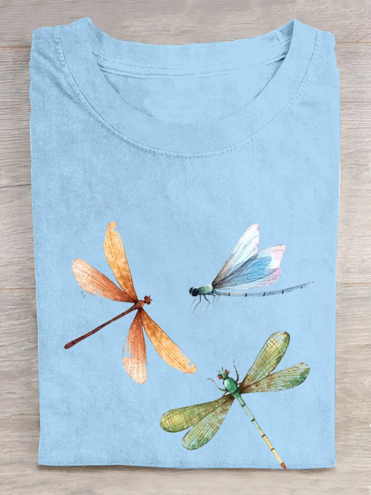 Casual Crew Neck Loose Butterfly T-Shirt