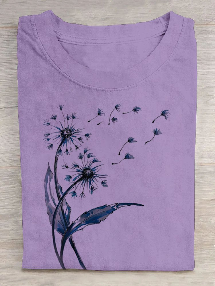 Dandelion Crew Neck Casual T-Shirt