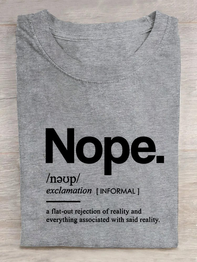 NOPE ART PRINT CASUAL T-SHIRT