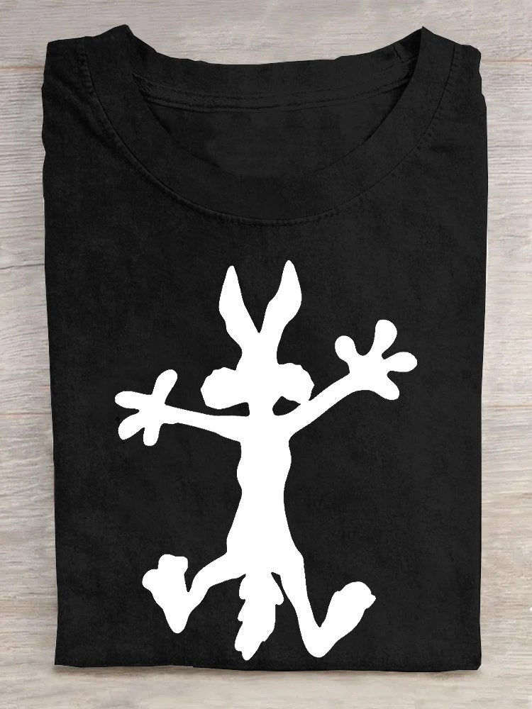 Casual Loose Crew Neck Rabbit T-Shirt