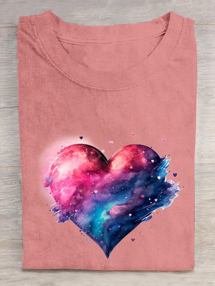 Cotton Casual Short Sleeve Crew Neck T-shirt Starry Sky