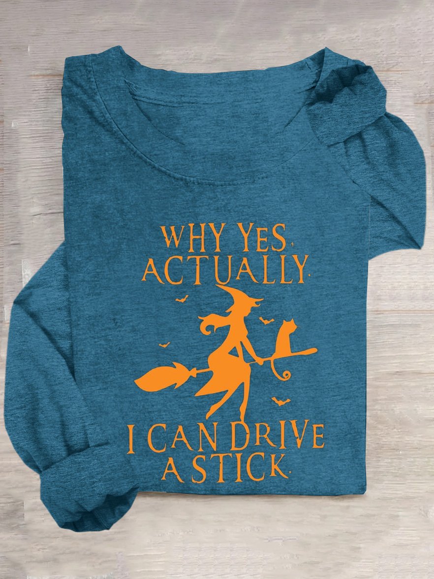 Women Funny Graphic Yes I Can Drive A Stick Halloween Top