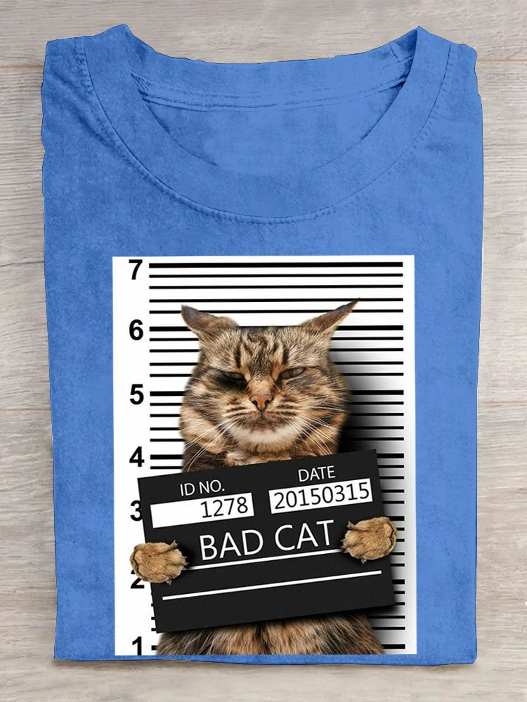 Casual Summer Cat Short Sleeve T-shirt