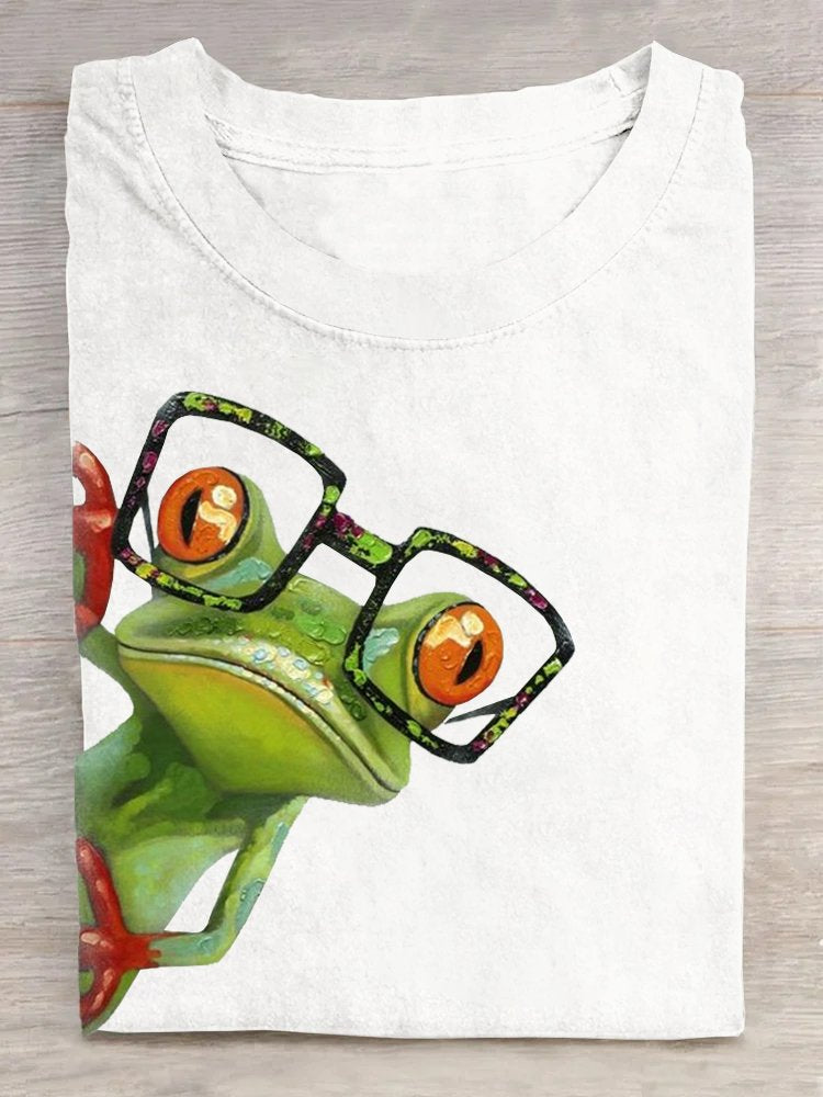 Crew Neck Jersey Frog Casual T-Shirt