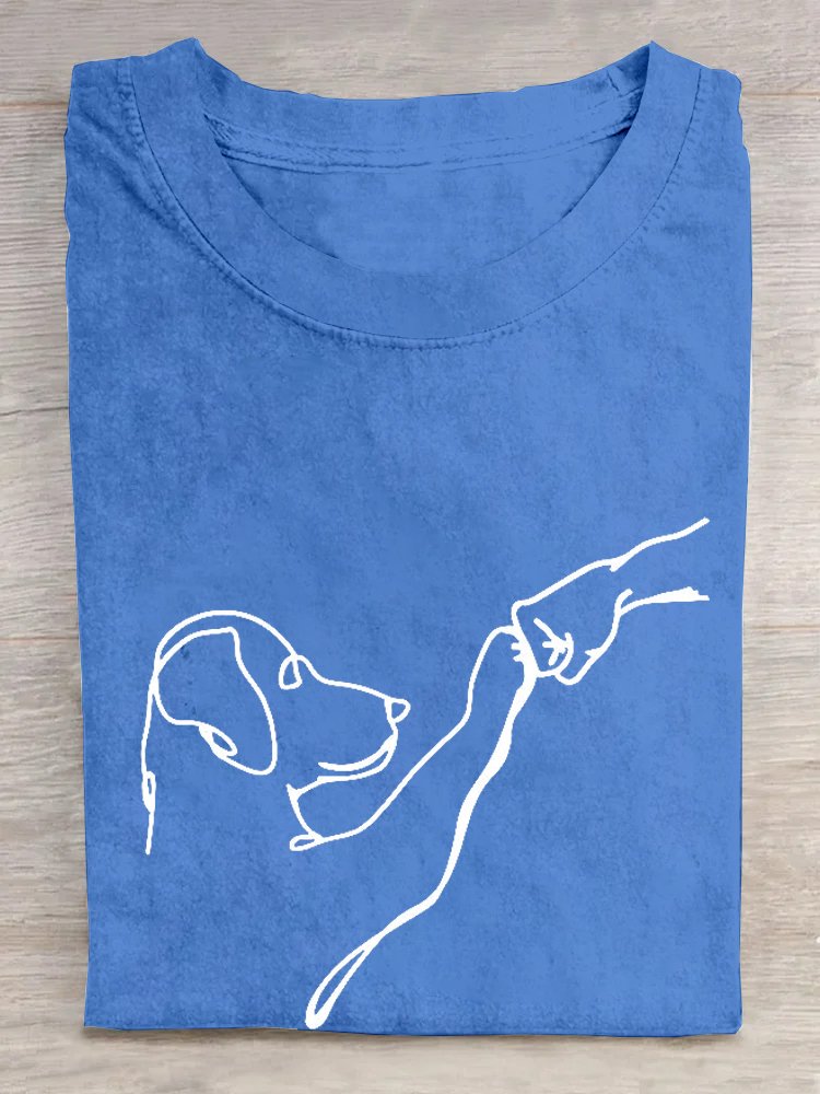 Lockeres, lässiges Hunde-T-Shirt mit Rundhalsausschnitt