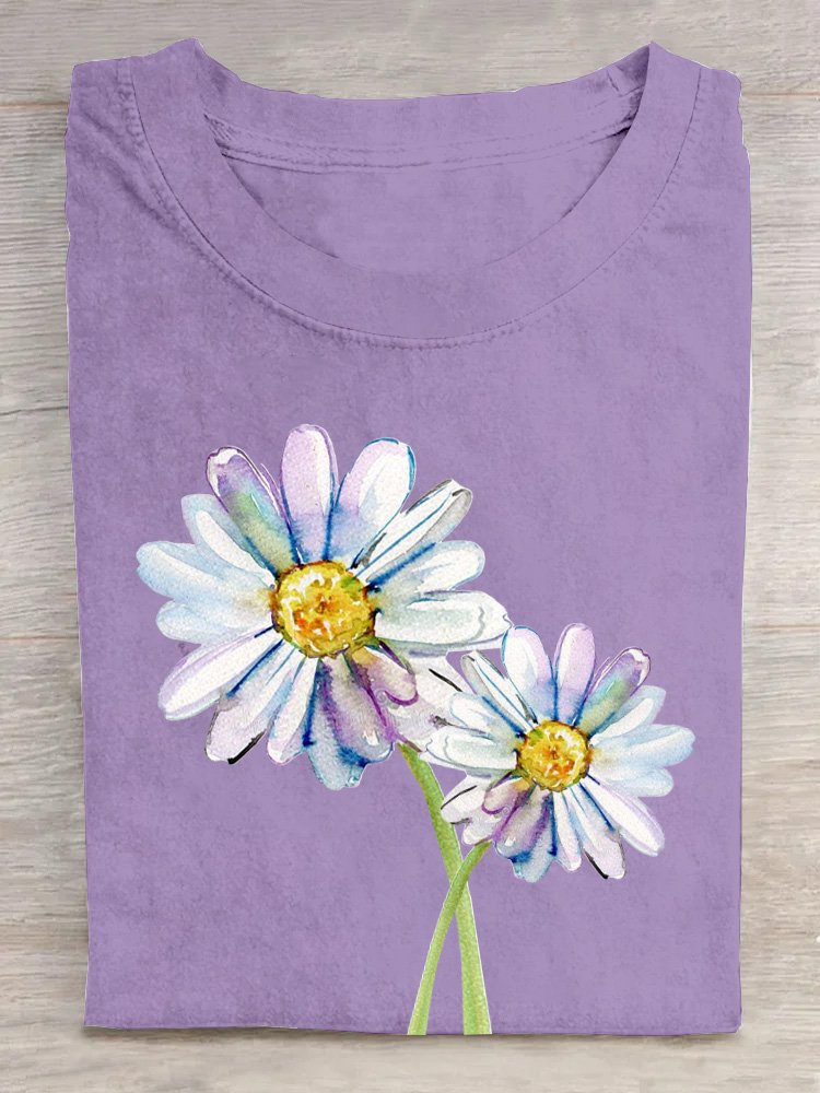 Casual Cotton Floral T-Shirt