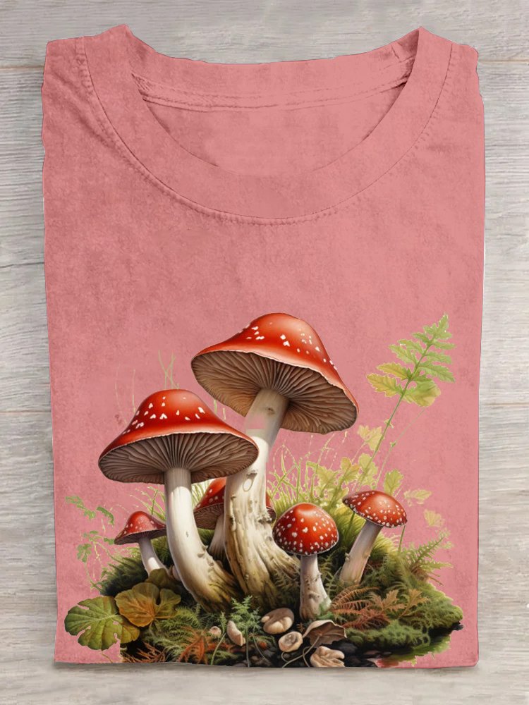 Mushrooms Crew Neck Casual T-Shirt