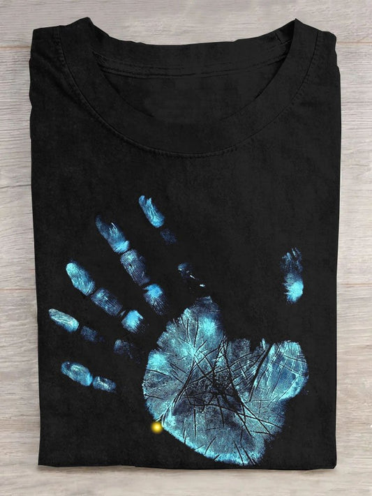 Palm Printed Casual Cotton T-Shirt