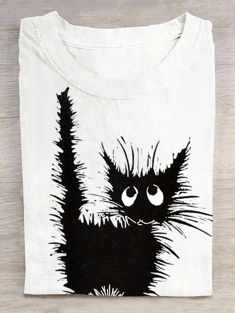 Cat Casual Loose Cotton T-Shirt