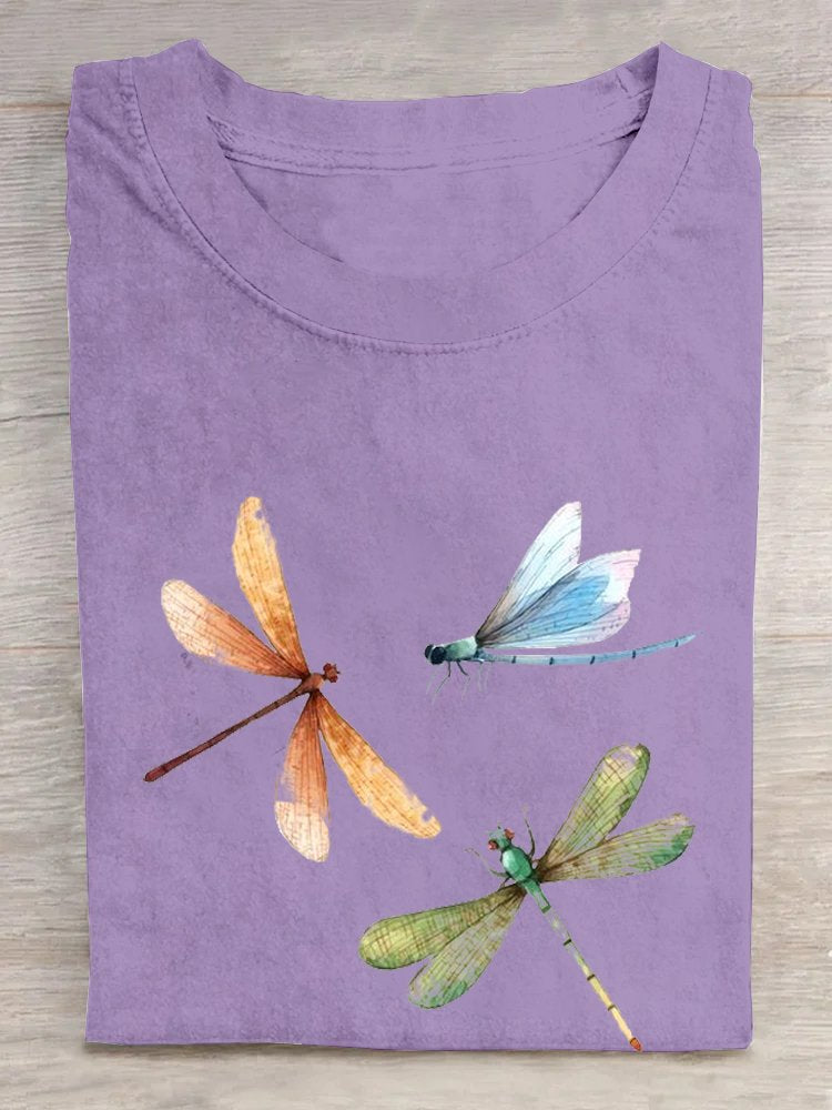 Casual Crew Neck Loose Butterfly T-Shirt