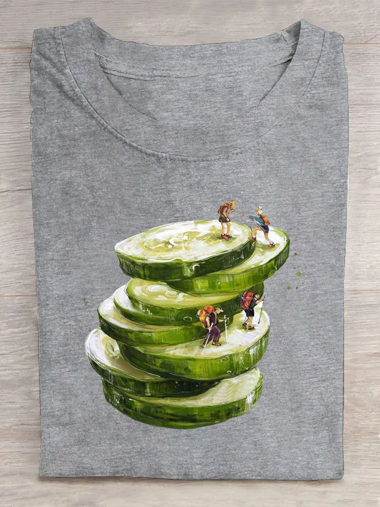 Vegetable Cotton Casual Crew Neck T-Shirt