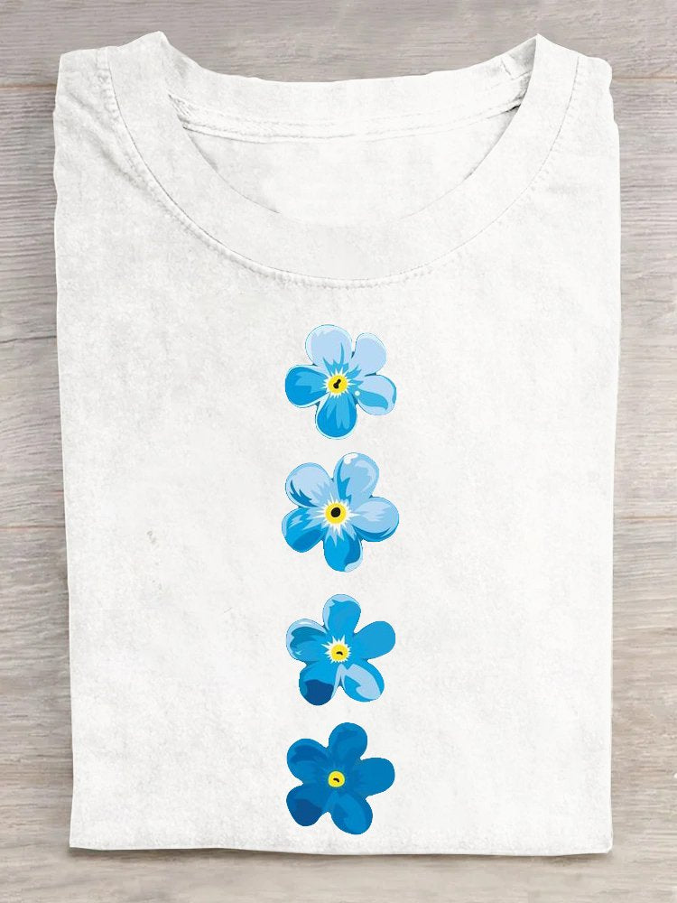 Casual Crew Neck Floral Loose T-Shirt