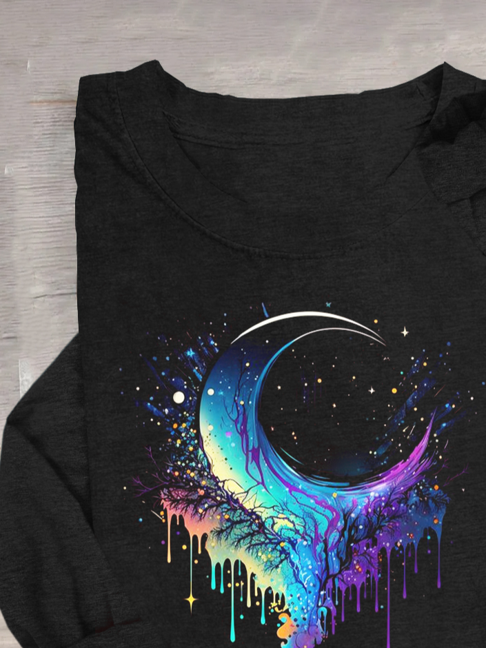 Moon Casual Cotton-Blend T-Shirt