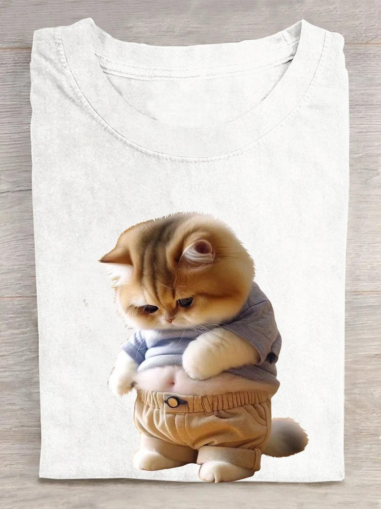 Cotton Cat Loose Casual T-Shirt