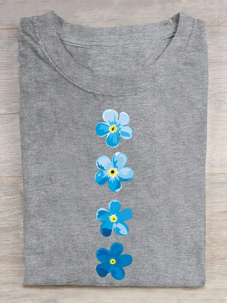 Casual Crew Neck Floral Loose T-Shirt