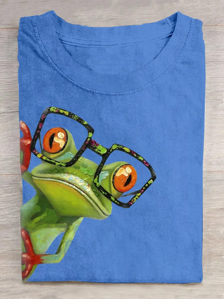 Crew Neck Jersey Frog Casual T-Shirt