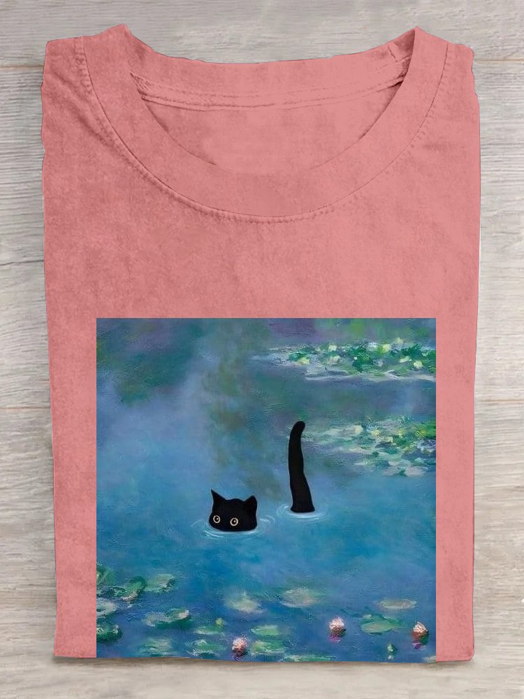 Casual Loose Cotton Cat T-Shirt