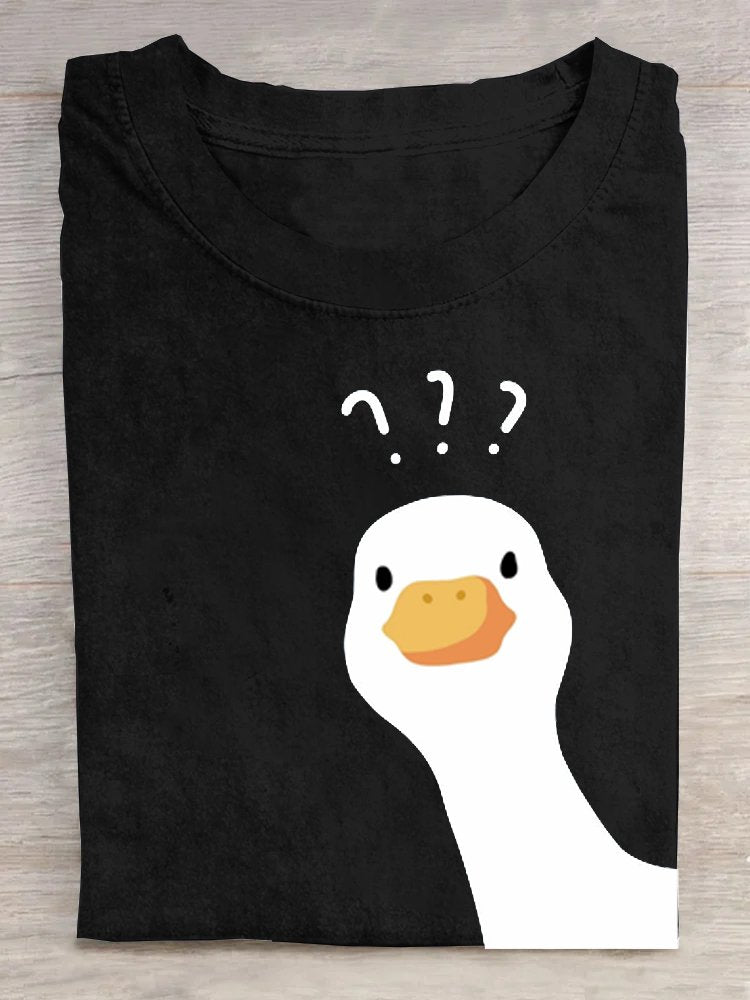 Duck Crew Neck Loose Casual T-Shirt