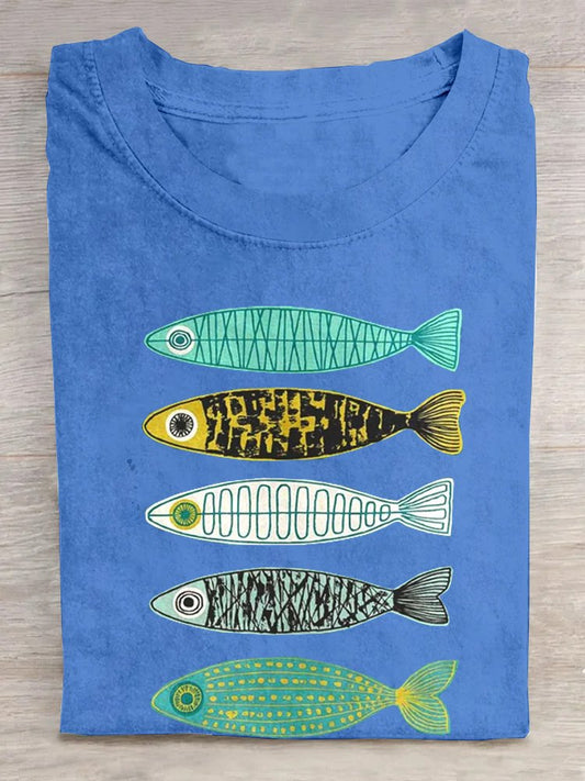 Fish Cotton Casual T-Shirt