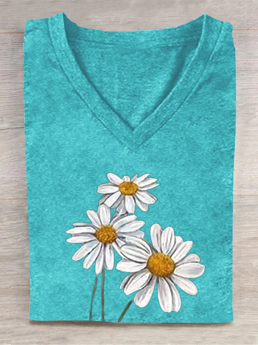 Loose Casual Small Daisy T-Shirt