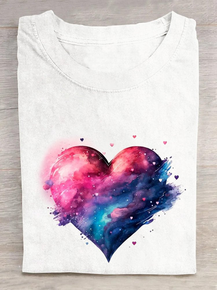 Cotton Casual Short Sleeve Crew Neck T-shirt Starry Sky