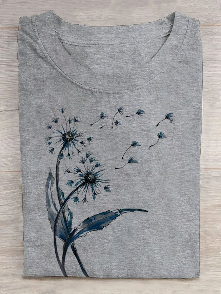 Dandelion Crew Neck Casual T-Shirt