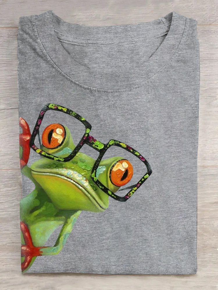 Crew Neck Jersey Frog Casual T-Shirt