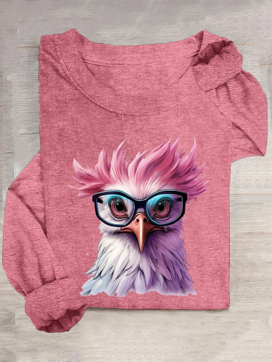 Crew Neck Animal Casual Cotton-Blend T-Shirt