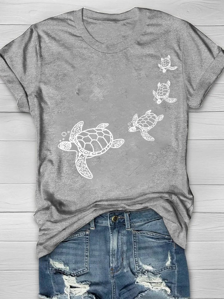 Casual Loose Cotton Turtle T-Shirt