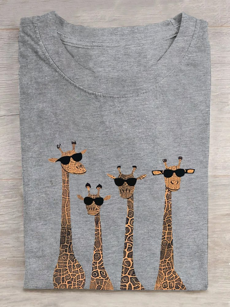 Casual Deer Loose Crew Neck T-Shirt