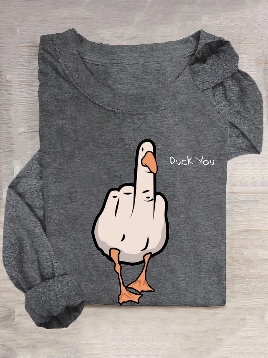 Casual Duck Cotton-Blend Crew Neck T-Shirt