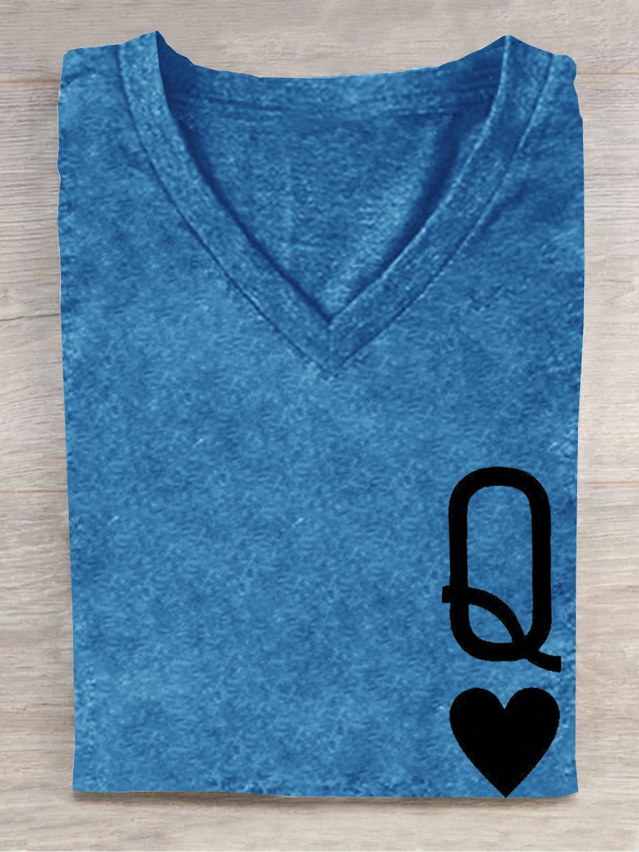 Playing Cards V Neck Casual T-Shirt