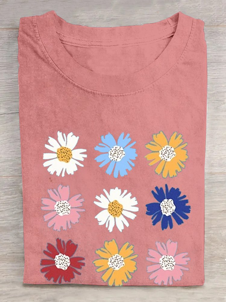 Cotton Loose Casual Floral T-Shirt