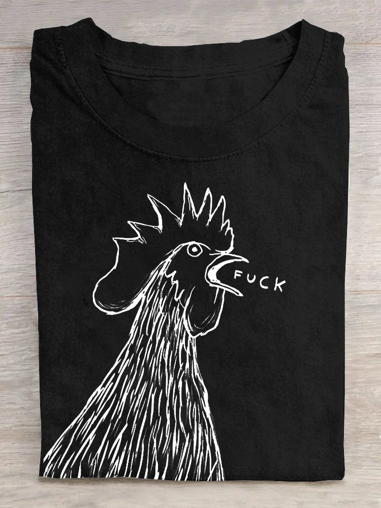 Loose Casual CHICKEN Crew Neck T-Shirt