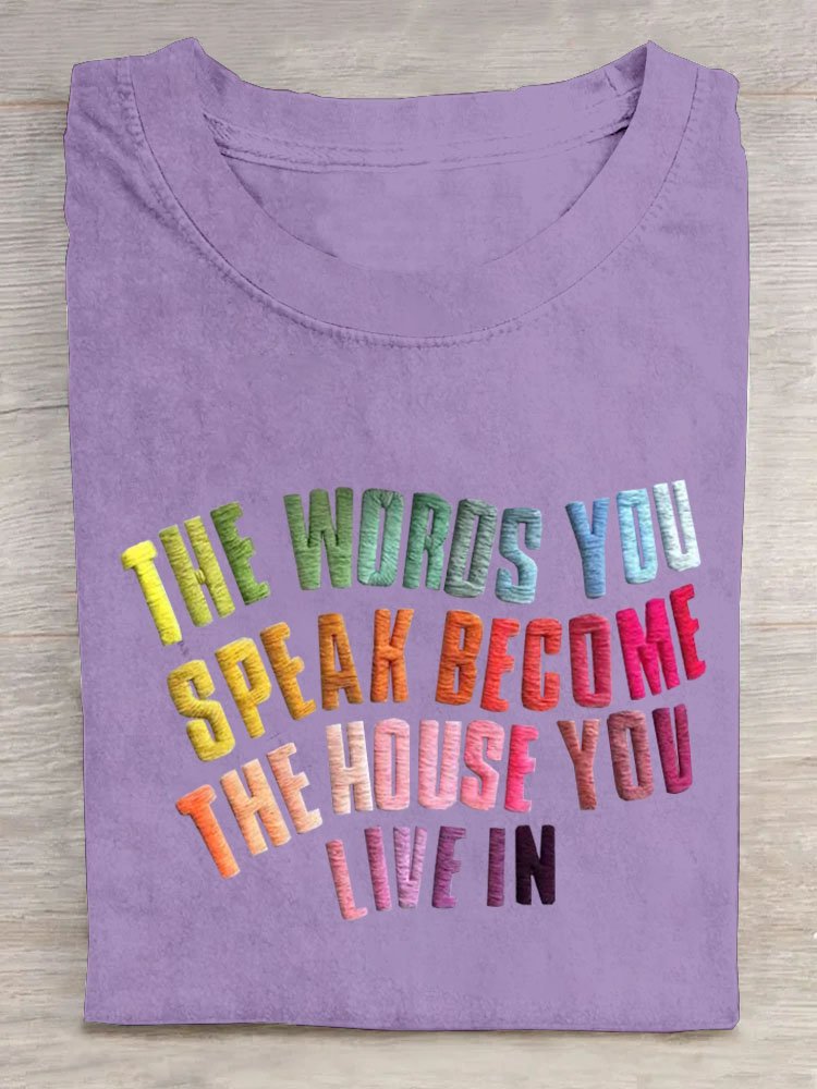 Text Letters Cotton T-Shirt