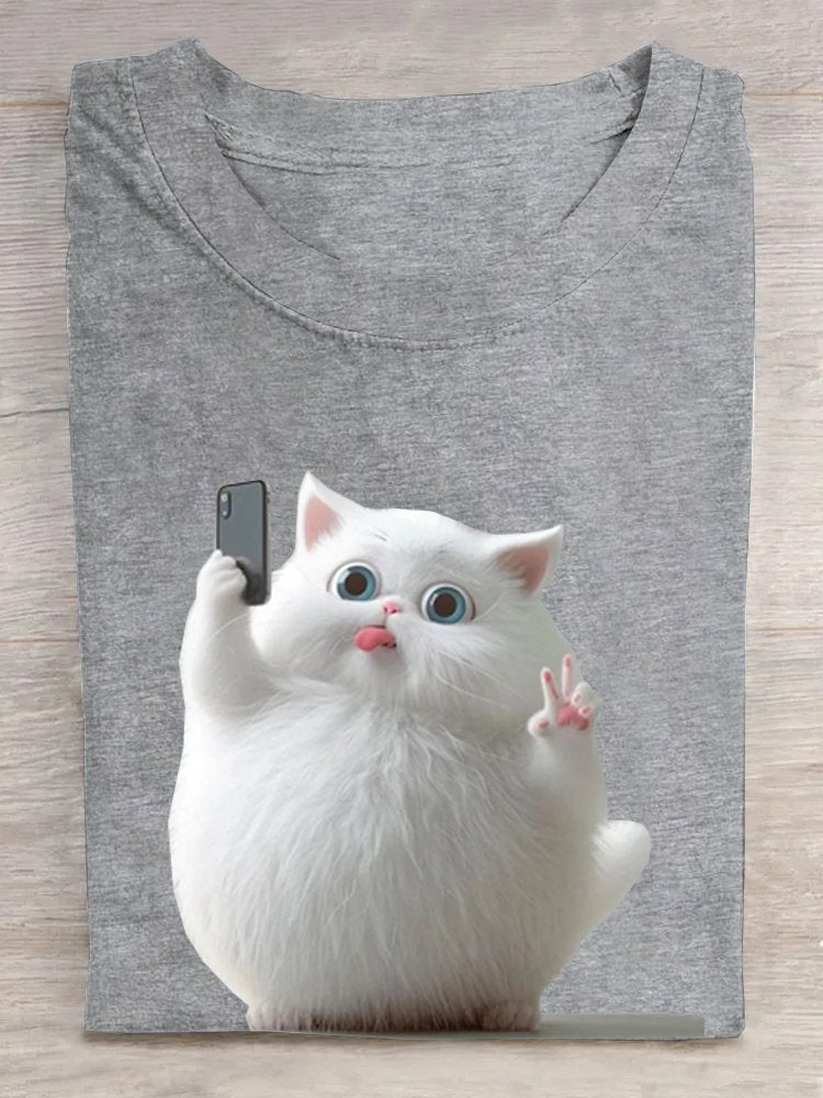 Casual Cat Loose T-Shirt