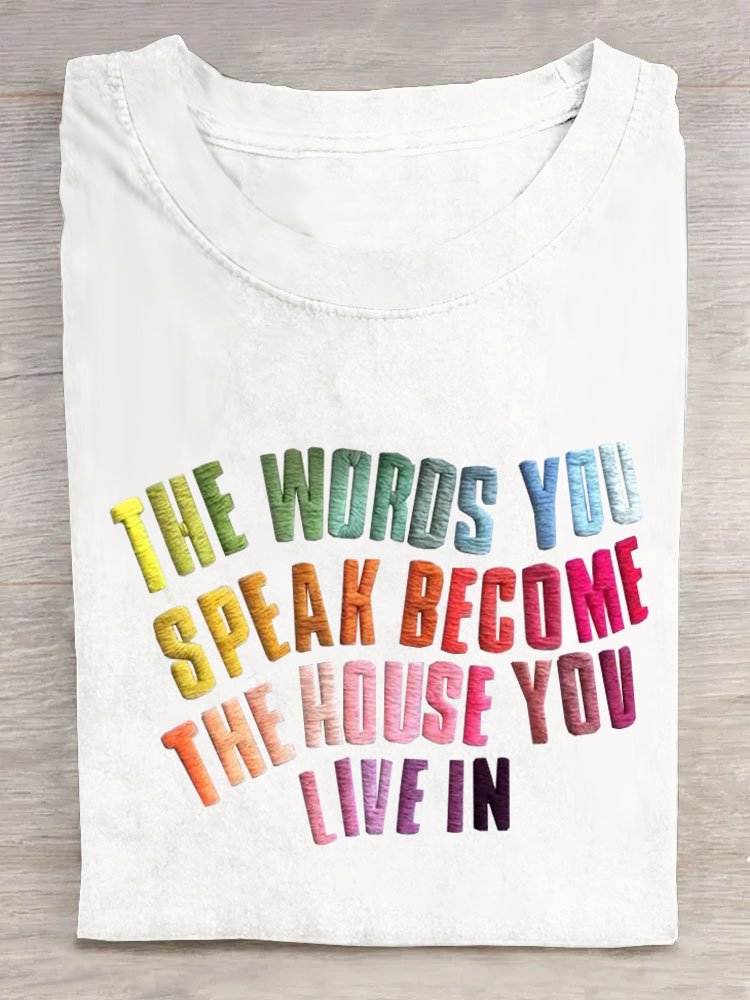 Text Letters Cotton T-Shirt