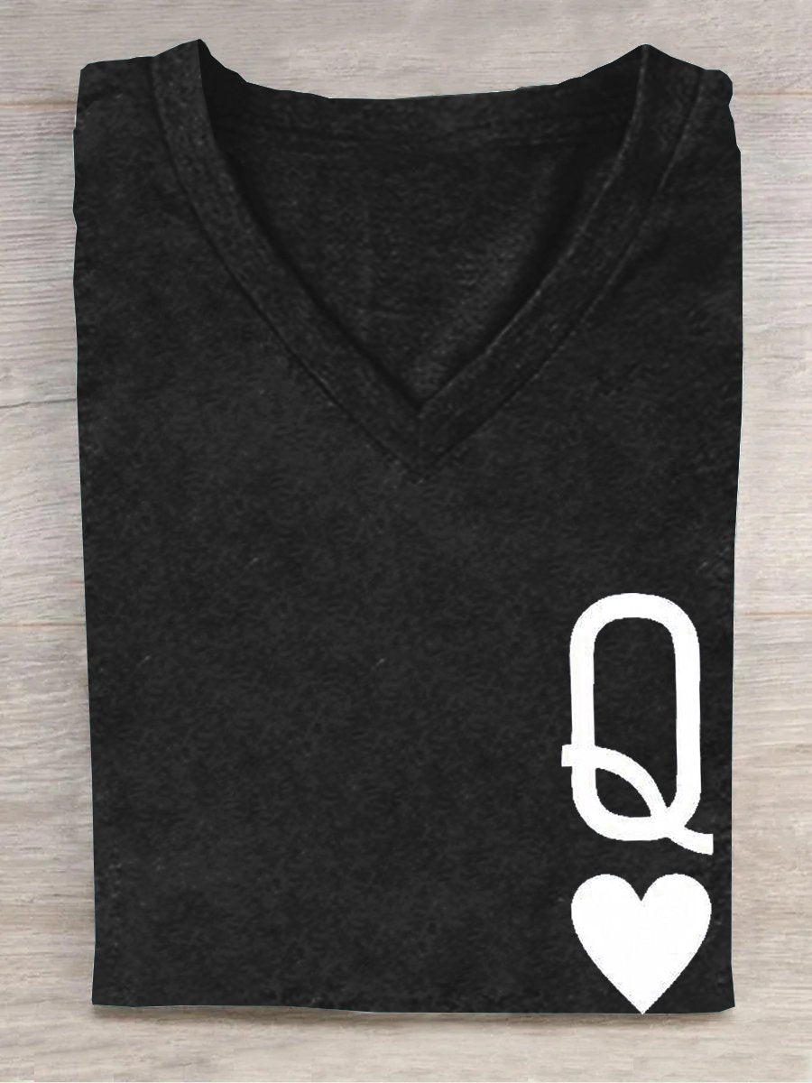 Playing Cards V Neck Casual T-Shirt