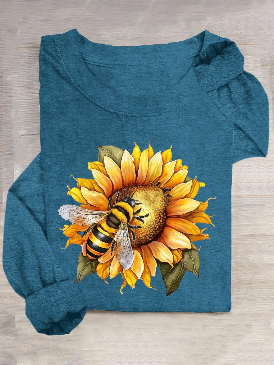 Sunflower Cotton-Blend Casual T-Shirt