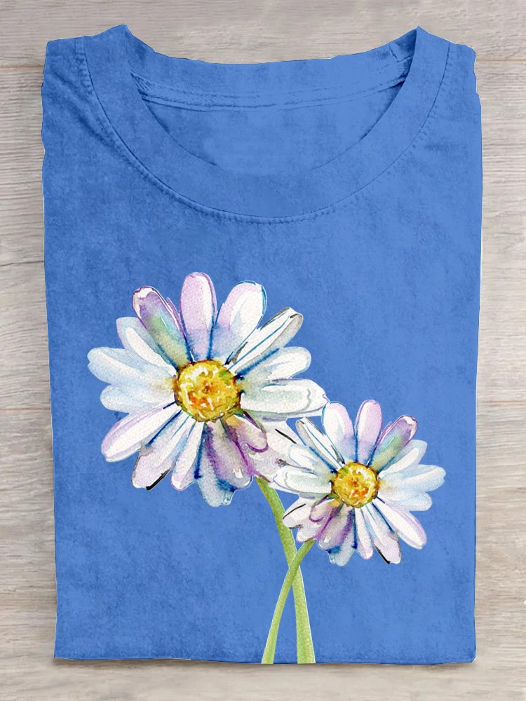 Casual Cotton Floral T-Shirt