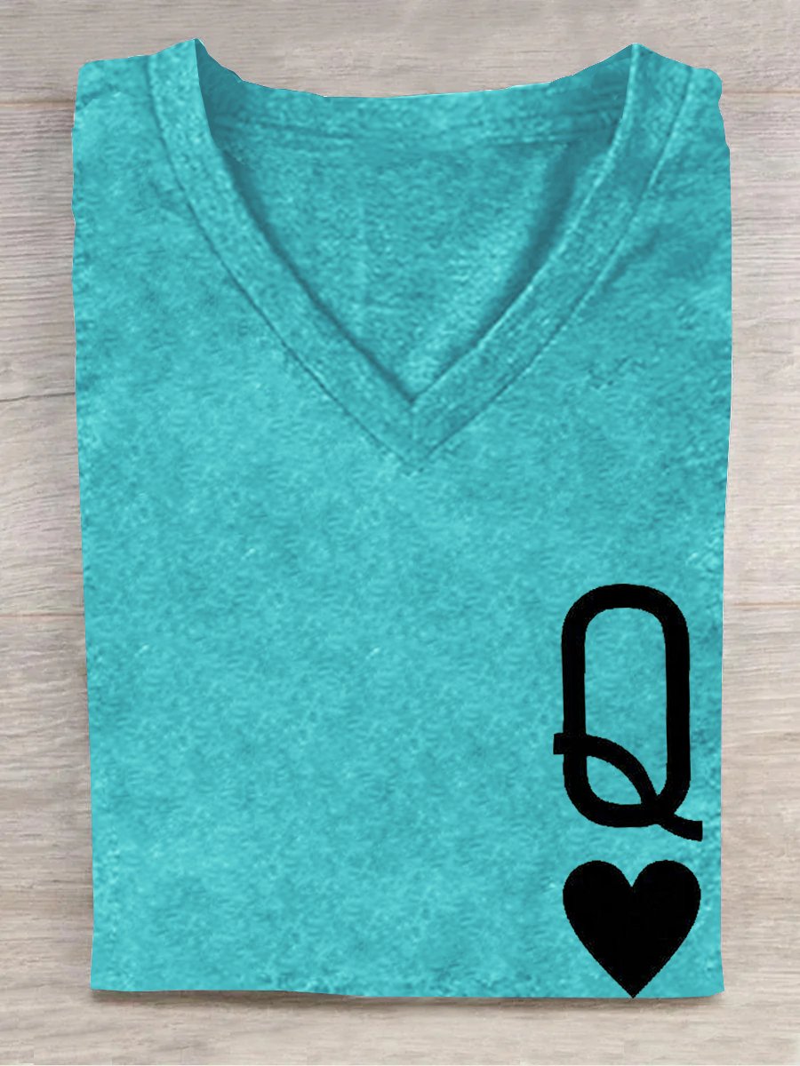 Playing Cards V Neck Casual T-Shirt