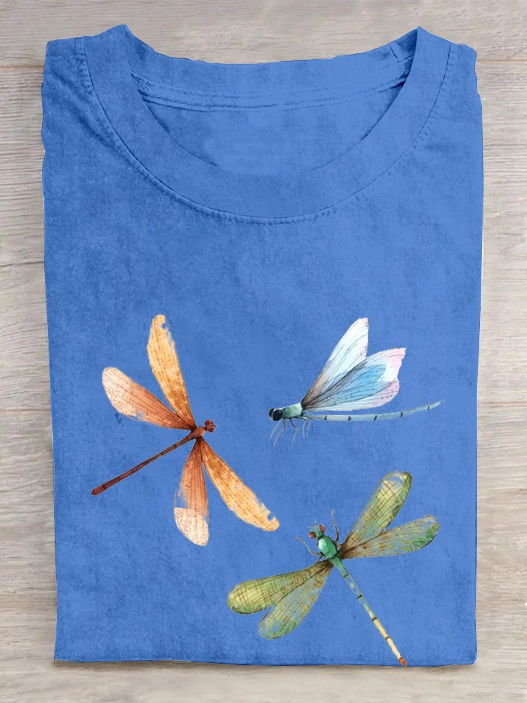 Casual Crew Neck Loose Butterfly T-Shirt