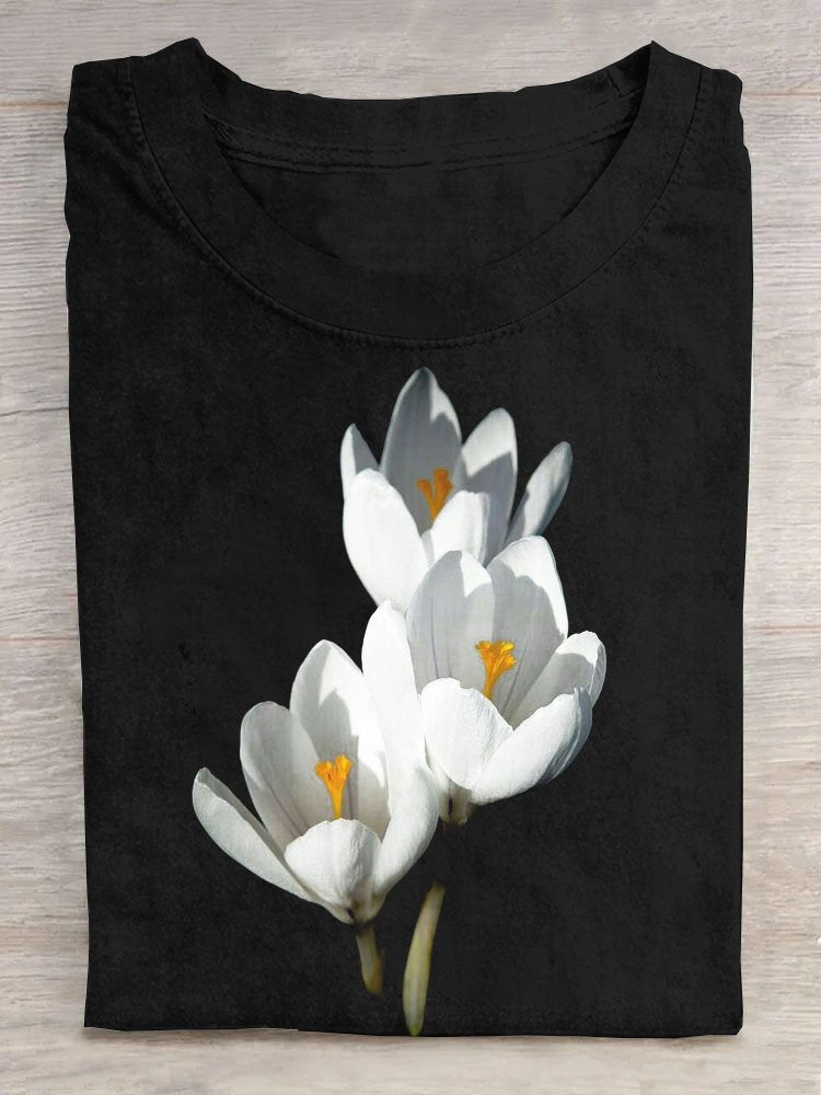 Casual Floral Cotton T-Shirt