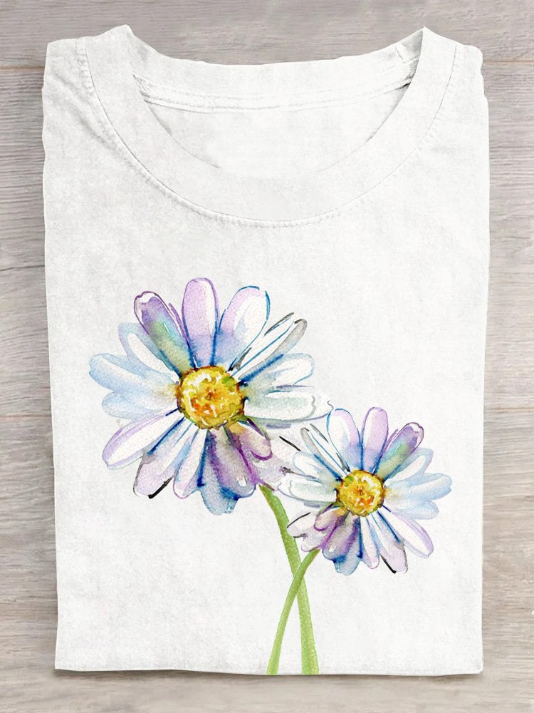 Casual Cotton Floral T-Shirt