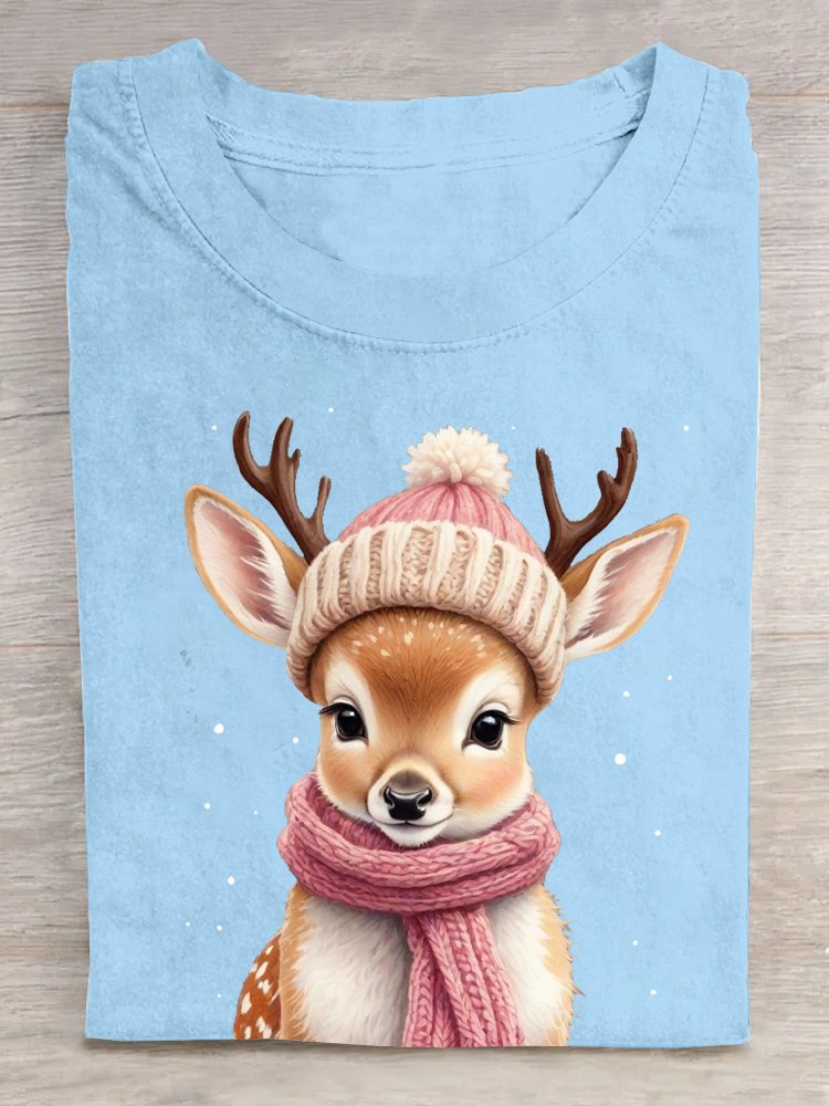 Deer Cotton Loose Casual T-Shirt