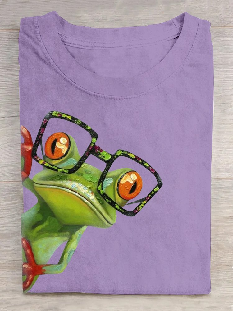 Crew Neck Jersey Frog Casual T-Shirt