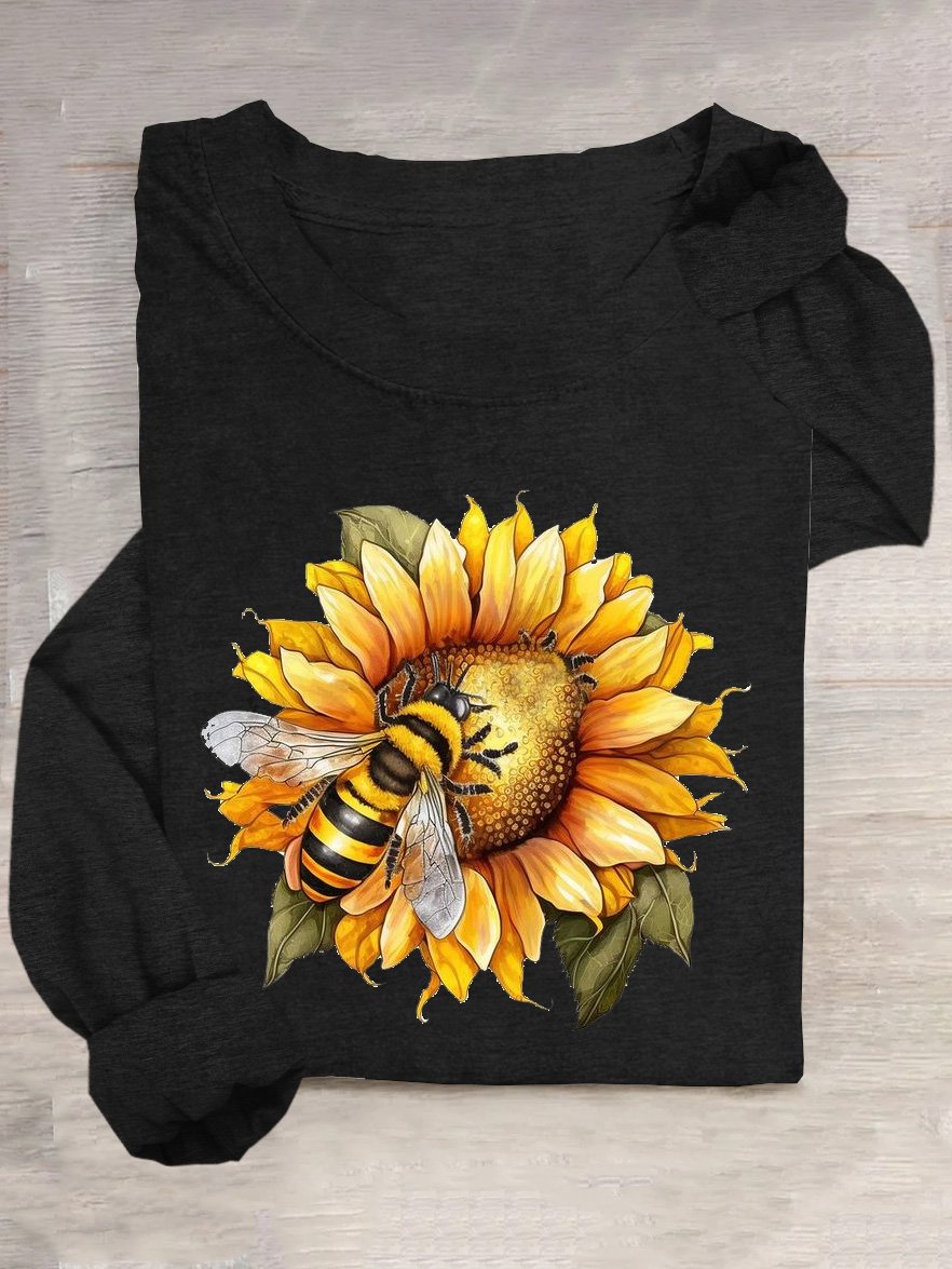 Sunflower Cotton-Blend Casual T-Shirt