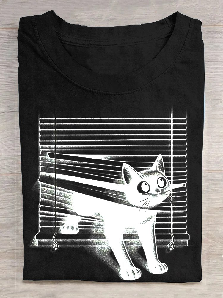 Cat Casual Crew Neck Loose T-Shirt